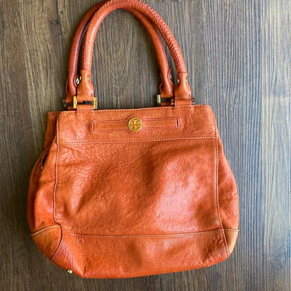 Tory Burch Handbags - Tory Burch Orange Brown Pebble Mini Bag